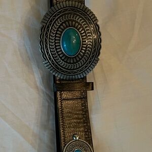 Turquoise and Silver Concho Belt